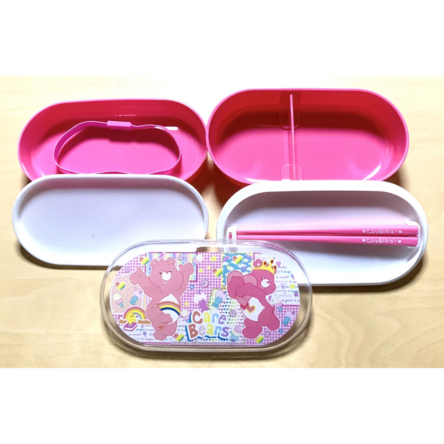 CareBears(ケアベア)のケアベア☆新品☆2段☆お弁当箱☆お箸☆ランチベルト☆ランチボックス インテリア/住まい/日用品のキッチン/食器(弁当用品)の商品写真