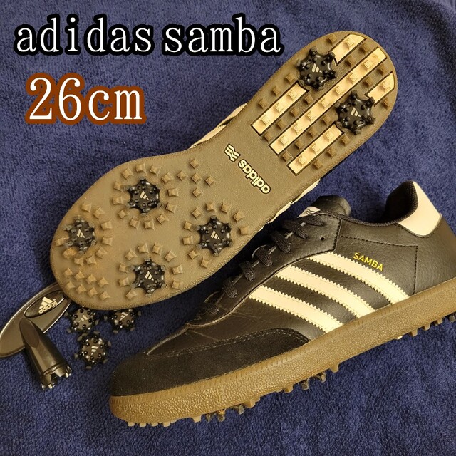 美品 adidas サンバ ゴルフ 黒  SAMBA GOLF 26cm