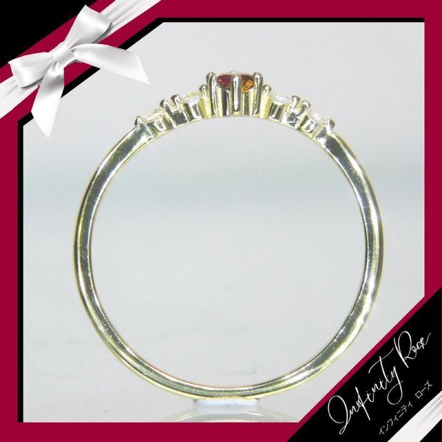 （1187）14号　ゴールドスワロ極極細ルビーエンゲージリング　高価爪留め指輪 レディースのアクセサリー(リング(指輪))の商品写真