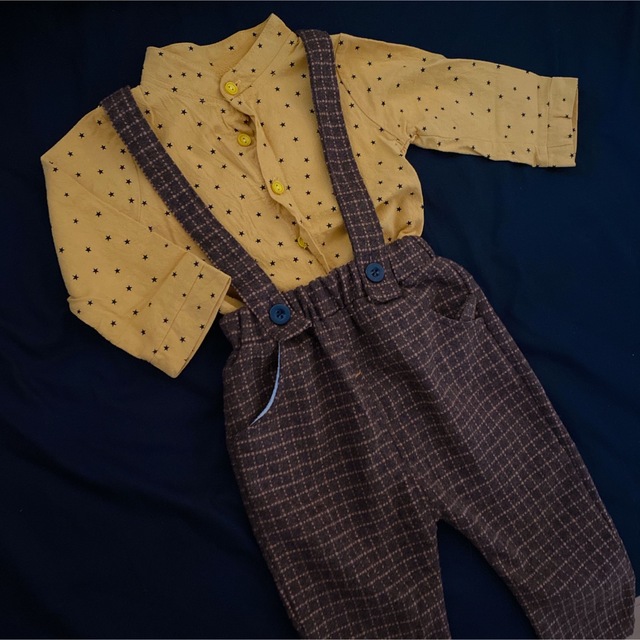 オーバーオール&シャツ セット 80cm キッズ/ベビー/マタニティのベビー服(~85cm)(その他)の商品写真