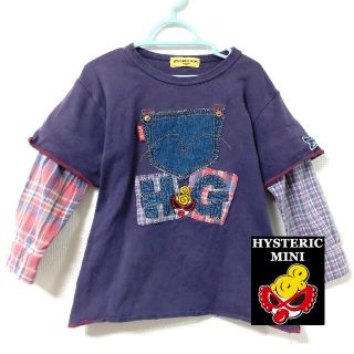 ヒステリックミニ(HYSTERIC MINI)のヒステリックミニ　重ね着風　チェックロンT アシンメトリー　120(Tシャツ/カットソー)