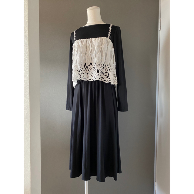 ビンテージ 70s USA プリーツスカート 長袖 ワンピース 黒 ドレス 美品