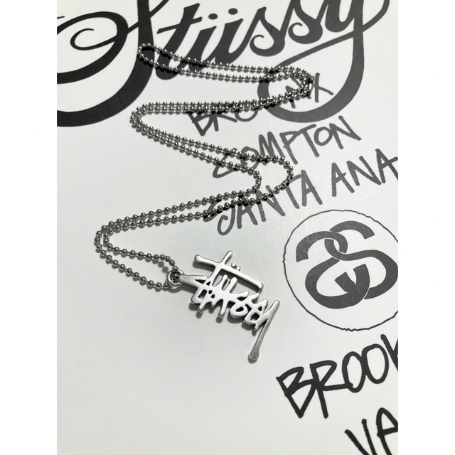 STUSSY(ステューシー)のレア オールド STUSSY ストックロゴ シルバー ネックレス ステューシー メンズのアクセサリー(ネックレス)の商品写真