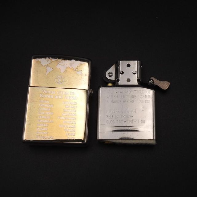 希少ジッポーライターZIPPO 2002年日韓ワールドカップ記念 金&銀