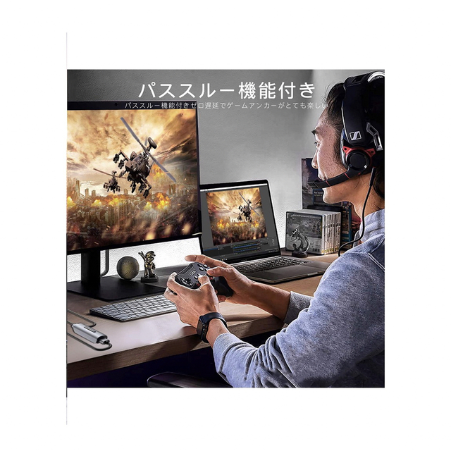 キャプチャーボード ゲームキャプチャー 4K 超小型 パススルー機能付きゼロ遅延
