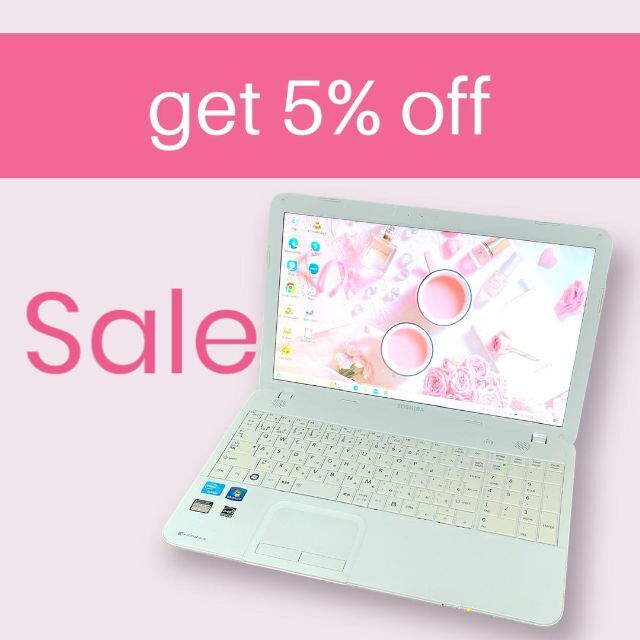 人気の東芝❣️快適SSD✨設定済❤️白ノートパソコン✨初心者向け
