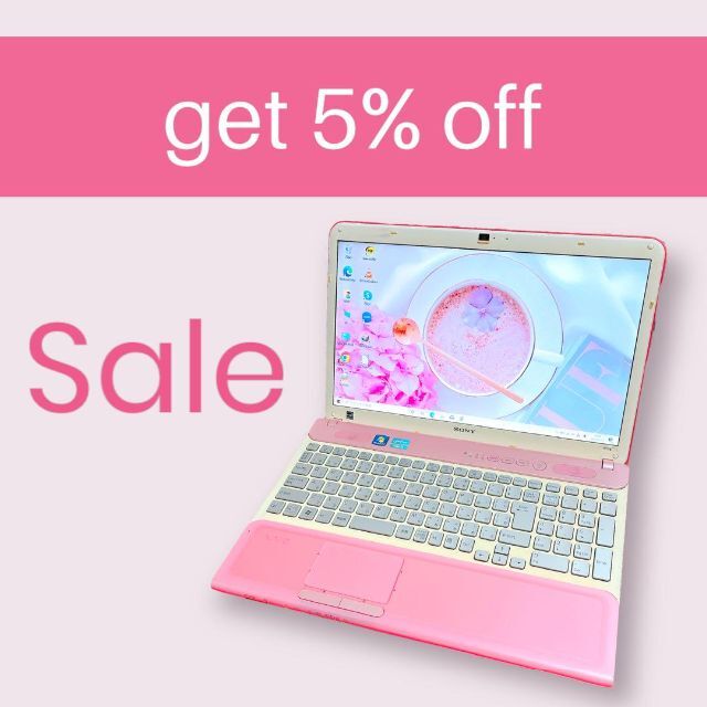 ピンクVAIO❤️可愛いノートパソコン WEBカメラ 小型軽量✨設定済-