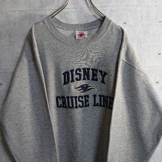 ディズニー(Disney)の【ディズニー】デカロゴ 刺繍 シャドーミッキー スウェット トレーナー 灰 L(スウェット)