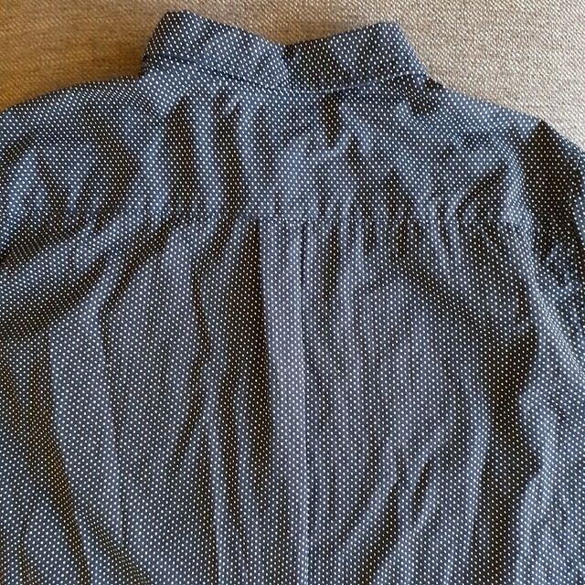 PORTLAND ドット柄長袖シャツ 4 LL ネイビー 水玉 レディースのトップス(Tシャツ(長袖/七分))の商品写真