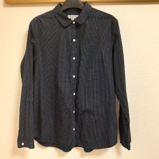 PORTLAND ドット柄長袖シャツ 4 LL ネイビー 水玉(Tシャツ(長袖/七分))