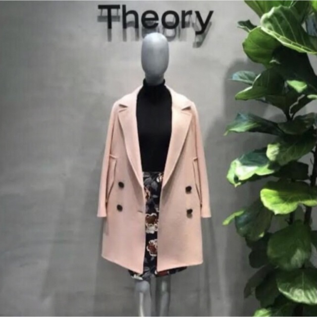 美品 Theory  カシミヤ混ロングコート ピンク Sサイズ