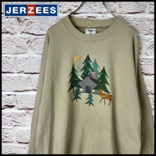 ジャージーズ(JERZEES)の【US古着】JERZEES　トレーナー　スウェット　刺繍　US系【L】(スウェット)