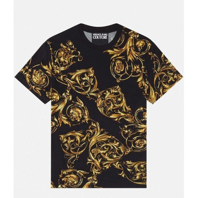 VERSACE JEANS COUTURE Tシャツ バロック ブラックトップス