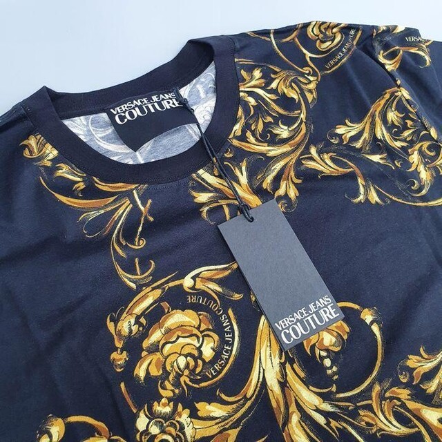 VERSACE JEANS COUTURE Tシャツ バロック ブラック