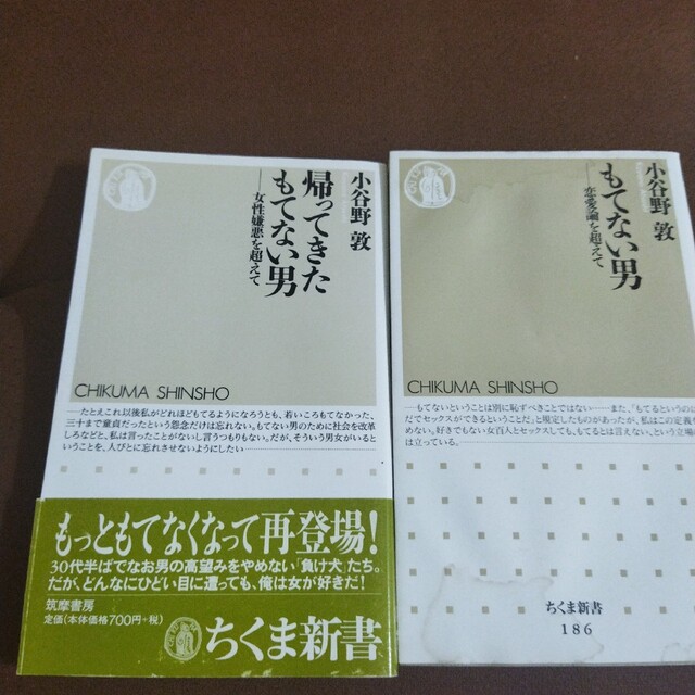 帰ってきたもてない男 女性嫌悪を超えて　もてない男 恋愛論を超えて　2冊 エンタメ/ホビーの本(文学/小説)の商品写真