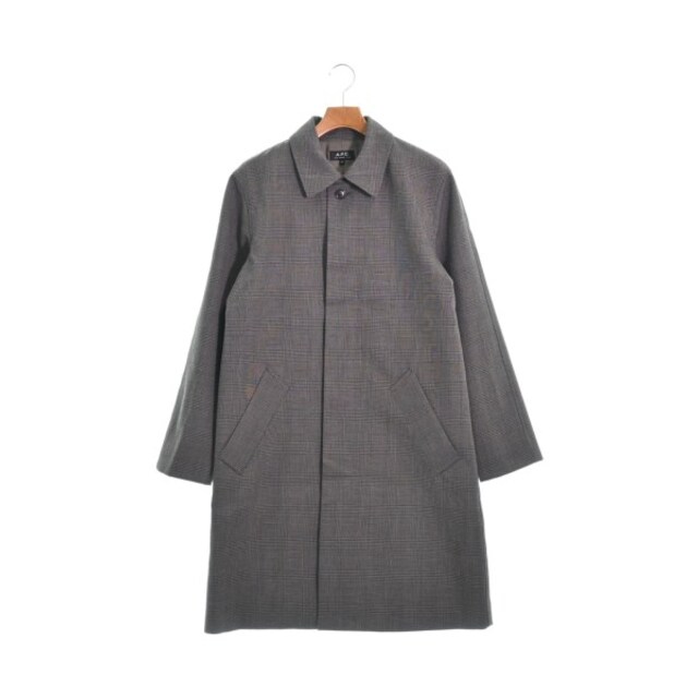 A.P.C. ステンカラーコート XS グレーxこげ茶(グレンチェック) 【古着】【中古】 メンズのジャケット/アウター(ステンカラーコート)の商品写真