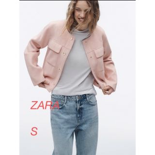 ザラ(ZARA)のZara新作　ゴールドボタンクロップドジャケット(ノーカラージャケット)