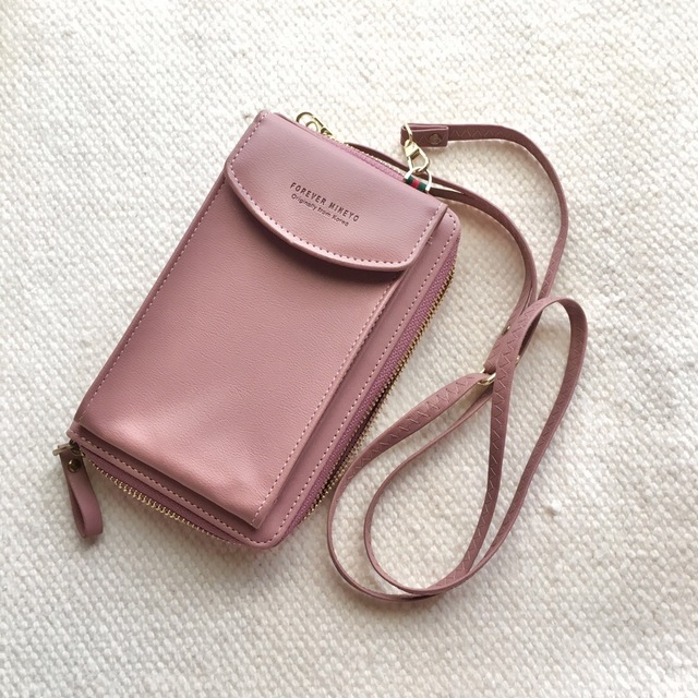 財布付きスマホケース　ショルダー　ポシェット　スマホ財布一体型　ピンク