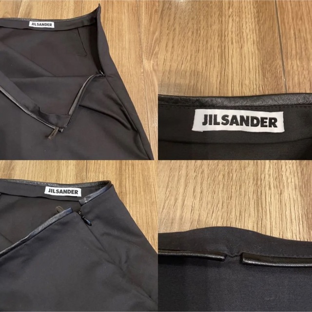 Jil Sander(ジルサンダー)のJIL SANDER ジル・サンダー　コットン✖️レザー　タイトスカート レディースのスカート(ひざ丈スカート)の商品写真