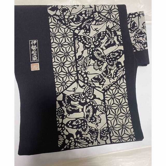 正絹 伊勢型染め 名古屋帯 蝶々 麻の葉 美品 激安正規品 vivacf.net
