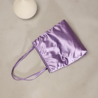 サテン カラー バッグ ミニトート 紫 春物 夏物 キラキラ ナチュラル 韓国(ハンドバッグ)