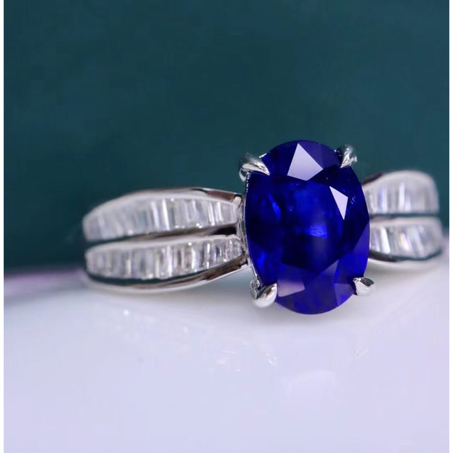 天然 ロイヤルブルーサファイア ダイヤ リング1.55ct k18 ¥ 特別配送
