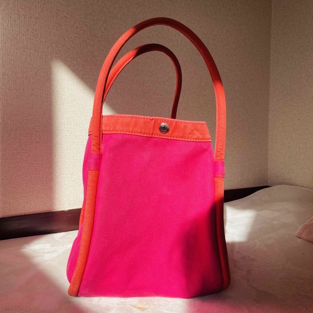 Hermes エルメス サックバガPM トートバッグ ピンクレッド キャンパス ...