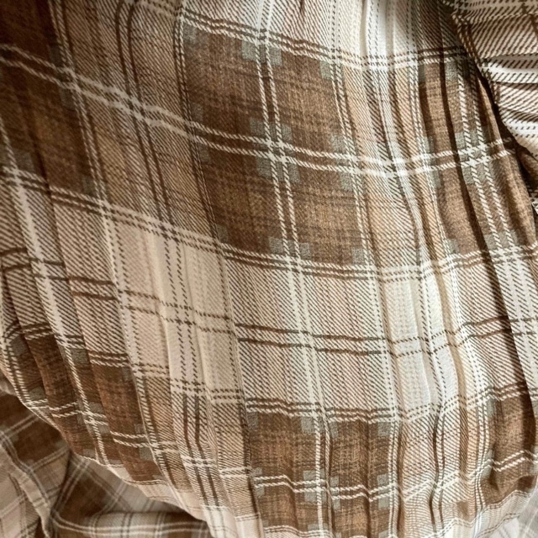 チェック チュール生地 プリーツ ロングスカート レディースのスカート(ロングスカート)の商品写真