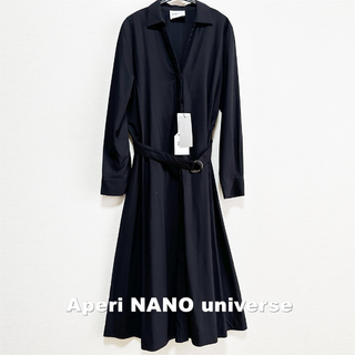 ナノユニバース(nano・universe)の【APERI NANO universe】ベルテッドシャツワンピース 未使用品(ロングワンピース/マキシワンピース)