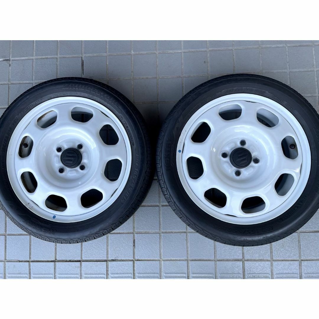 美品★軽自動車用タイヤセット★ホワイト★165/55R15　5分山 送料込み1 3