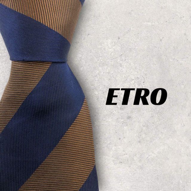 ETRO(エトロ)の【4649】可品！エトロ　ネクタイ　ストライプ　ネイビー×ブラウン. メンズのファッション小物(ネクタイ)の商品写真