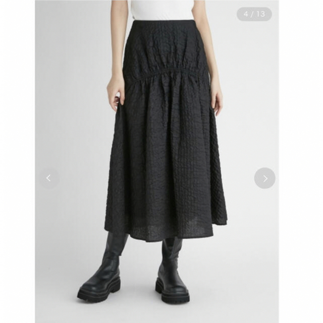 Mila Owen(ミラオーウェン)のミラオーウェン  シャーリングボリュームジャガードミディスカート レディースのスカート(ロングスカート)の商品写真