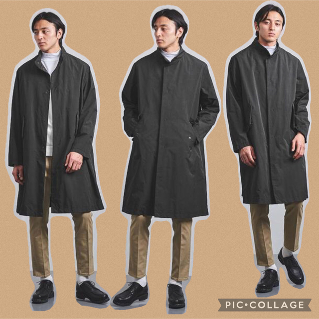 UNITED ARROWS★スタンドカラー コート S黒 ポリエステル モッズ