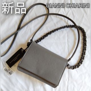 ジャンニキャリーニ(GIANNI CHIARINI)の新品タグ付き！ショルダーバッグ グレー牛革ミニバッグ2wayハンドバッグ卒入学式(ショルダーバッグ)