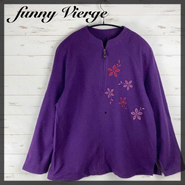 FUNNY(ファニー)のFunny Vierge 刺繍 桜柄 ハーフジップ スウェット トレーナー 紫 レディースのトップス(トレーナー/スウェット)の商品写真