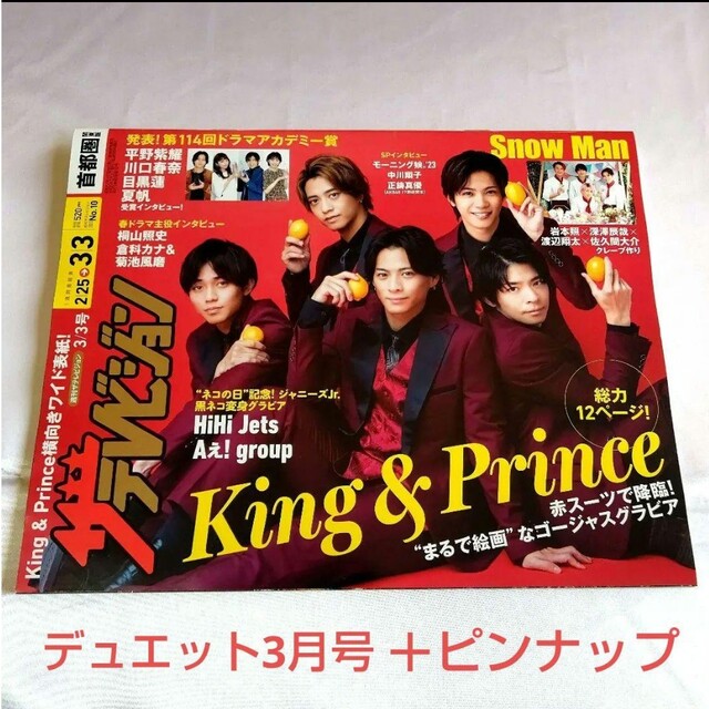 King&Prince表紙 ザ•テレビジョン+デュエット+ピンナップ付き ザテレビジョン まとめうり
