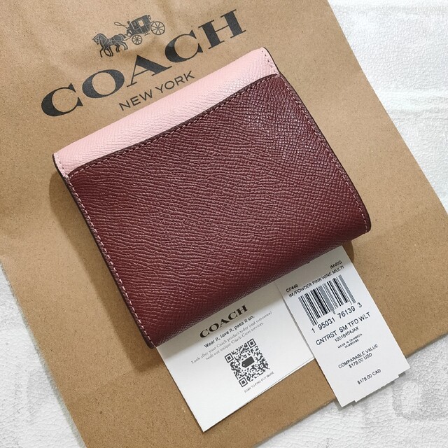 新作★COACH コーチ 三つ折り コンパクト ウォレット ミニ財布 ピンク