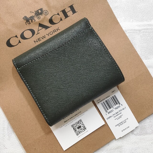 COACH(コーチ)の新作★COACH コーチ 三つ折り コンパクト ウォレット ミニ財布 グリーン レディースのファッション小物(財布)の商品写真