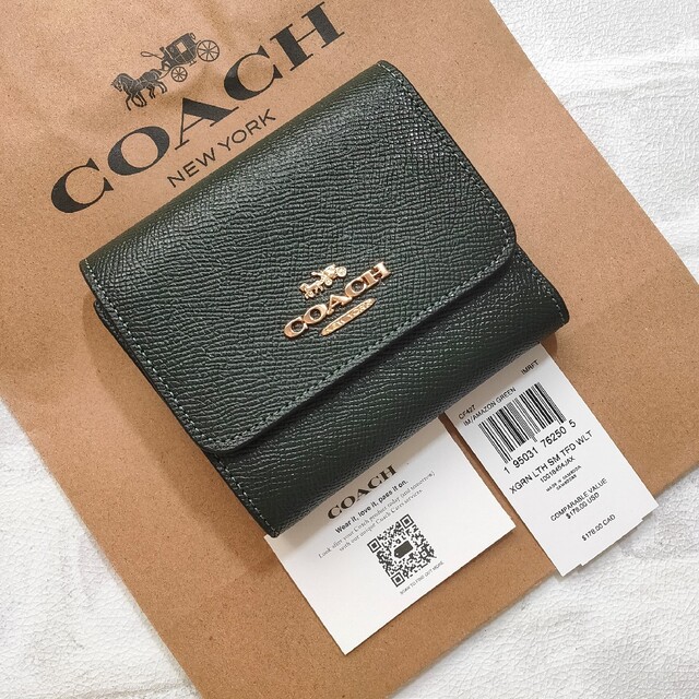 新作☆COACH コーチ 三つ折り コンパクト ウォレット ミニ財布