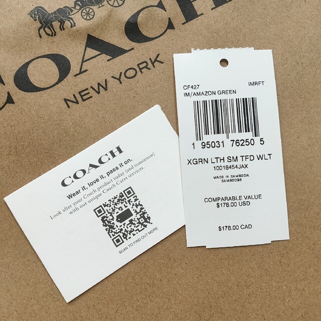 COACH(コーチ)の新作★COACH コーチ 三つ折り コンパクト ウォレット ミニ財布 グリーン レディースのファッション小物(財布)の商品写真
