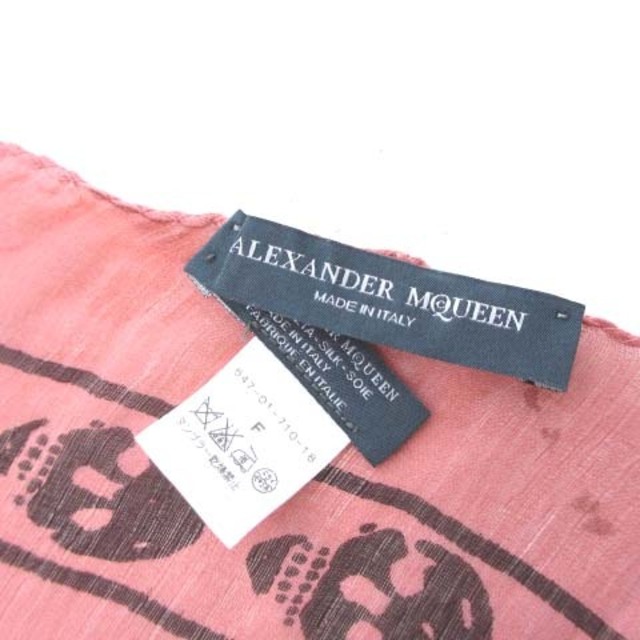 Alexander McQueen(アレキサンダーマックイーン)のアレキサンダーマックイーン ストール スカーフ 大判 スカル シルク ピンク F レディースのファッション小物(ストール/パシュミナ)の商品写真