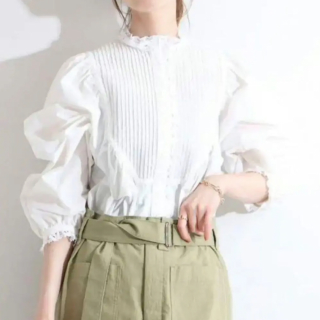 IENA LA BOUCLE タイプライター レースブラウス ピンタックブラウス