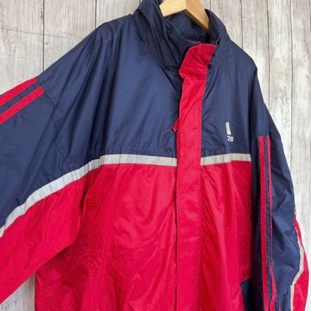 90sヴィンテージ古着ADIDASアディダスジップアップナイロンジャケット赤紺L
