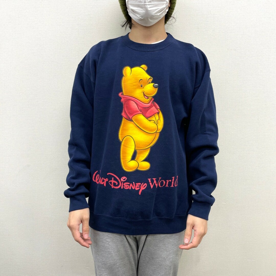 【中古】 ディズニー MICKEY, INC スウェット シャツ トレーナー くまのプーさん プリント 長袖 サイズ：M ネイビー MADE IN  U.S.A 古着 中古 mellow | フリマアプリ ラクマ