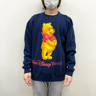 ディズニー(Disney)の【中古】 ディズニー MICKEY, INC スウェット シャツ トレーナー くまのプーさん プリント 長袖 サイズ：M ネイビー MADE IN U.S.A 古着 中古 mellow(スウェット)