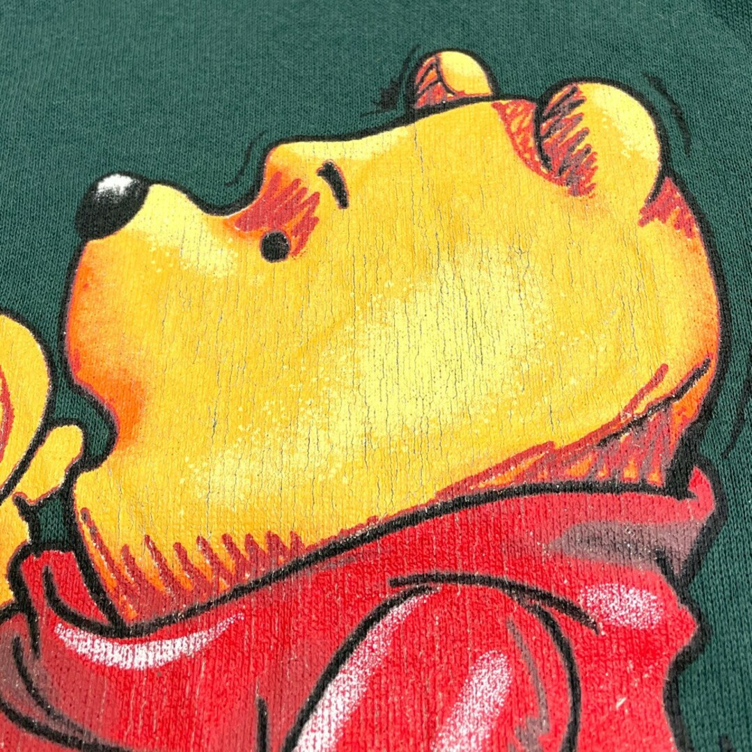 Disney(ディズニー)の【中古】 ディズニー Pooh スウェット シャツ トレーナー くまのプーさん プリント 長袖 サイズ：XL グリーン 古着 中古 mellow メンズのトップス(スウェット)の商品写真