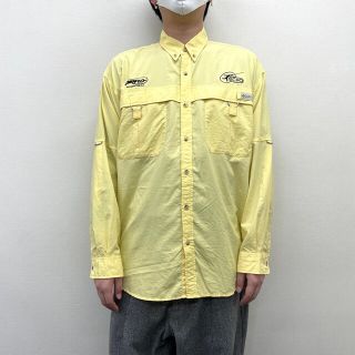 コロンビア(Columbia)の【中古】 コロンビア Columbia PFG ボタンダウン シャツ 企業物 刺繍 ロングスリーブ 長袖 サイズ：L イエロー 古着 中古 mellow(シャツ)