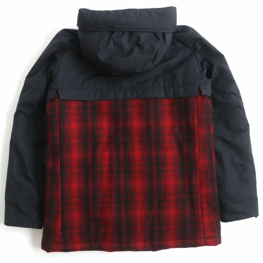 美品▽WOOLRICH ウールリッチ チェック柄 ロゴボタン フード付き 中綿