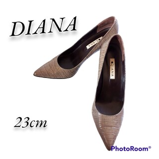 ダイアナ(DIANA)のDIANA ダイアナ クロコ型押し ポインテッドトゥパンプス ピンヒール 23(ハイヒール/パンプス)