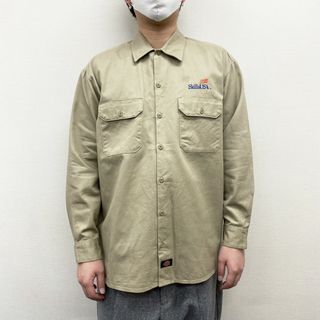 ディッキーズ(Dickies)の【中古】 ディッキーズ Dickies ワーク シャツ コットンツイル SkillsUSA 企業 ロゴ 刺繍 ロングスリーブ サイズ：L ベージュ(シャツ)